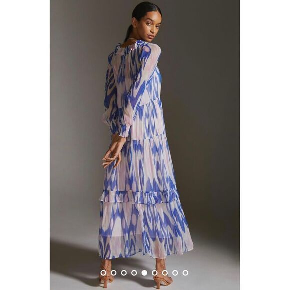 Anthropologie The Marais Printed Chiffon Maxi Dress Size M - Picture 4 of 10